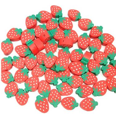 Imagem de MSCFTFB 200 peças pingentes de frutas com furos pequenos de 2/5" contas espaçadoras de argila de polímero simples pingentes de fatias grossas para fazer joias DIY acessórios de chaveiro, Plástico Resina