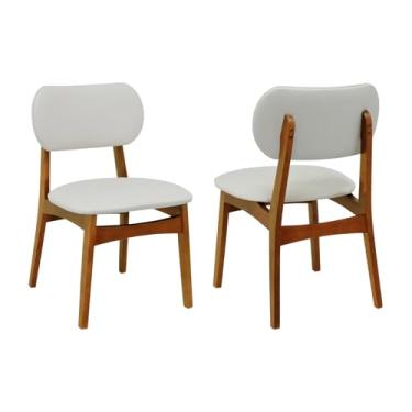 Imagem de Kit 2 Cadeiras Armonia Madeira Maciça Encosto Anatômico - Amêndoa - Assento Estofado Corano Bege