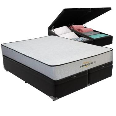 Imagem de Cama Box Baú King e Colchão Orthopedic D33 V-tech, Preto