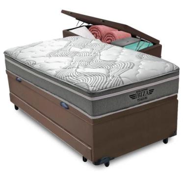 Imagem de Bicama Baú + Colchão Ibiza Molas V-tech Solteirão, Marrom