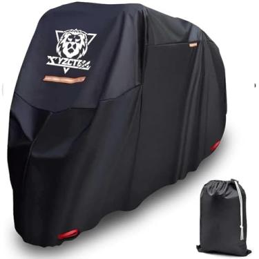 Imagem de XYZCTEM Capa de motocicleta - Bolsa de armazenamento externa à prova d'água, feita de material Oxford, serve para Harley Davison de até 294 cm e todos os motores (preto, buracos de bloqueio e alça