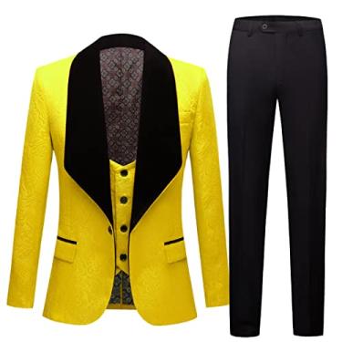 Imagem de Terno Masculino Slim Fit Terno De Noite Shaw Lapela Noivo Smokings Casamento, Black Pants 3pcs, XS