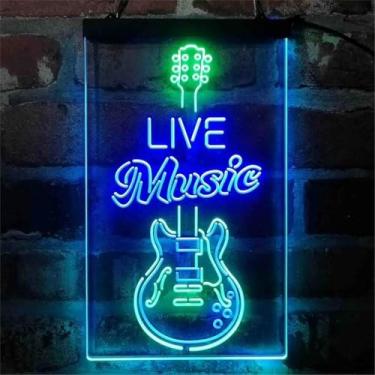 Imagem de Guitarras Rock Neon Sign Bar Music Rock Led Neon Light Sign Guitar Music Neon Signs Guitar Shape Music Neon Signs Party Wall Art Decor Music Music Lovers Gift With Dimmable Switch, D, 15.7"x23.6"