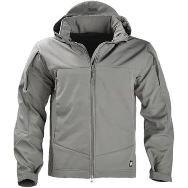 Imagem de Jaqueta Masculina Outono Inverno Fleece Tático Terno Jaqueta De Tempestade Jaqueta Tática Soft Shell À Prova De Vento E À Prova D'água, Gray, L