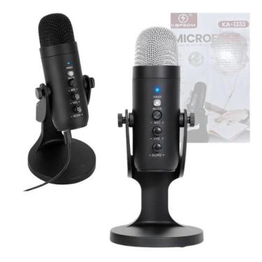 Imagem de Microfone Condensador Mesa USB Gamer Rotação 360 Kapbom KA-1333