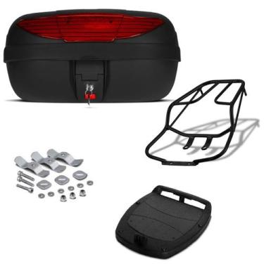 Imagem de Baú Bauleto 45 Litros Pro Tork + Bagageiro Moto, VERMELHO, FAN 125 200