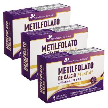 Imagem de KIT 3X Metilfolato (MAXFOL) com Vitaminas 30 cápsulas - Flora Nativa -