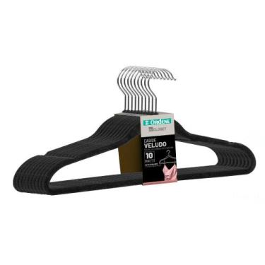 Imagem de Cabide de Veludo Preto 42cm My Closet Ordene 10 Unidades