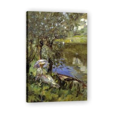 Imagem de Under The Willows John Lavery Iconic Realist Portrait & War Scene Canvas Art – Decoração de parede irlandesa atemporal para casa 20 x 30 cm emoldurada