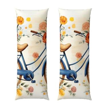 Imagem de Capa de travesseiro corporal com zíper ultramacia e refrescante, capa protetora respirável, fronha de flor, bicicleta, cama, capa de almofada decorativa para casa 50,8 cm x 137,2 cm