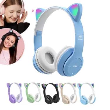 Imagem de Fone De Ouvido Led Sem Fio Orelha de Gato Gatinho Cat Bluetooth Infant