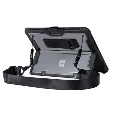 Imagem de ZEERSIDEND Capa protetora para tablet Microsoft Surface Pro11 Pro10 Pro9 13 polegadas 2024/2022, capa grossa e robusta com suporte, capa de teclado compatível, incluindo alça de mão no ombro, preta
