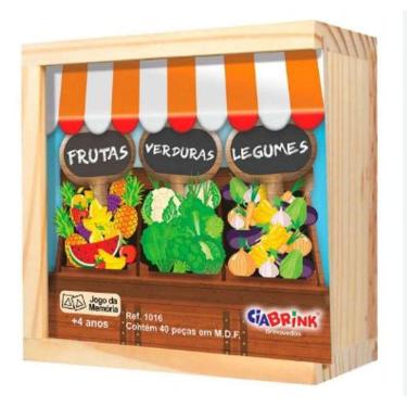 Imagem de Jogo da Memória Frutas e Legumes em Caixa de Madeira