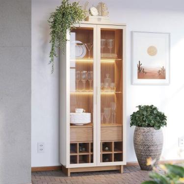 Imagem de Cristaleira Adega 2 Portas 1 Gaveta Eduarda Off White/Freijó C04 - D'R
