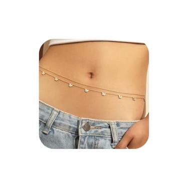 Imagem de Zolure 2 peças de corrente corporal feminina banhada a ouro, corrente cubana em camadas corporais, biquíni sexy ajustável, joia para o corpo de praia, corrente brilhante, corrente corporal simples