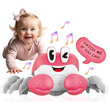 Imagem de KINDERLAND TOYS Brinquedo Musical Infantil Caranguejo Engatinhante Interativo com Luzes Som e Obstáculos – Presente Educativo para Bebês 0+ Meses-Rosa