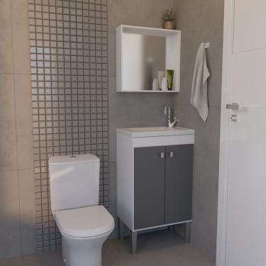 Imagem de Conjunto Gabinete E Armário Dia A Dia Essencial 45cm Para Embutir Chumbo