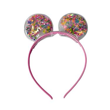Imagem de Tiara Infantil Transparente Com Glitter Colorido Mickey Minnie Estrela/Coração