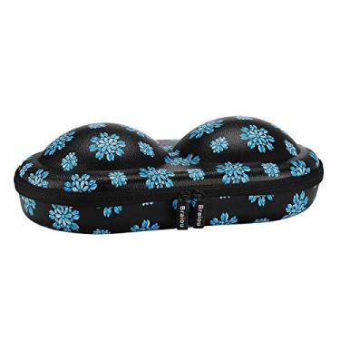 Imagem de Braiou Capa de sutiã premium lingerie bolsa organizadora com zíper para copo A-DD, Flor azul, Medium, Viagens