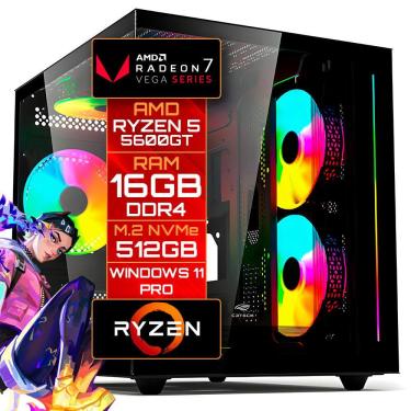 Imagem de Computador Gamer Ryzen 5 5600GT, Vega 7, RAM 16GB DDR4, SSD M.2 NVMe 512GB, Windows 11 Pro, Gabinete Aquarius