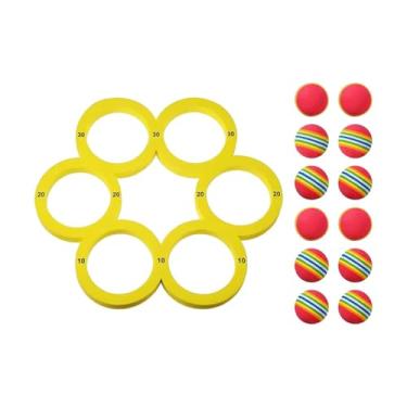Imagem de rockible Brinquedos para jogo de arremesso de piscina, anel flutuante de espuma, jogo de piscina para entretenimento aquático e diversão de verão, 12 Bolas