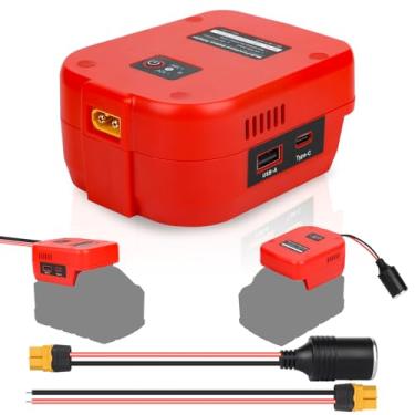 Imagem de Fiihio Adaptador de bateria Power Wheels compatível com bateria Milwaukee de 18 V, conversor de energia de 18 V para 12 V com USB e tipo C, portas XT60 para carros RC, projetos DIY, eletrodomésticos