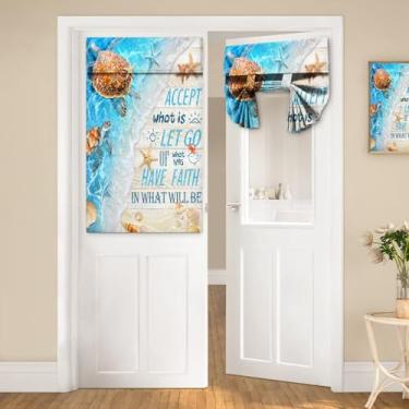 Imagem de Cortinas de porta para janelas de porta, tartarugas marinhas, oceano, praia, citações inspiradoras, animais costeiros, estrela-do-mar, rústico, madeira, país, colorido, pequeno, janela, amarrar