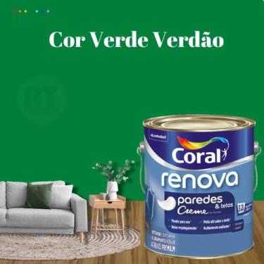 Imagem de Tinta Parede Verde Acrílica Fosca Coral Renova 3,2L, VERDE VERDAO