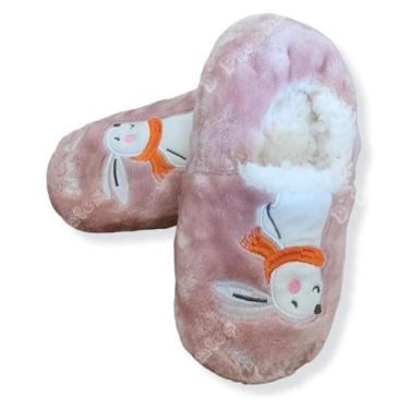 Imagem de Pantufa Sapatilha Menina Coelho Pelinho Antiderrapante - Fênix, Rose, 