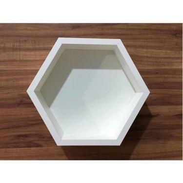 Imagem de Nicho Colmeia Com Fundo Hexagonal 25x30x10cm Mdf 15mm Branco - B&D Art
