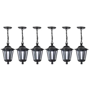 Imagem de 6 Arandelas Teto Pendentes Externas Coloniais Gregas Preto Dital Clássico