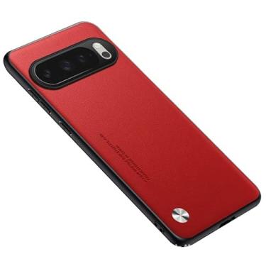 Imagem de HAOMRIYL Capa de couro para Google Pixel 10 Pro XL/10 PRO/10, proteção à prova de choque capa de telefone slim fit minimalista capa de negócios, vermelha, 10Pro