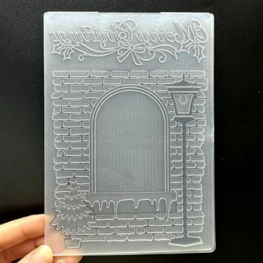 Imagem de Modelo de pasta de plástico em relevo 3D, moldura de janela de Natal, textura A6, tamanho A6, para fazer cartões, faça você mesmo, scrapbook, papel, artesanato, artesanato, scrapbook, arte, decoração