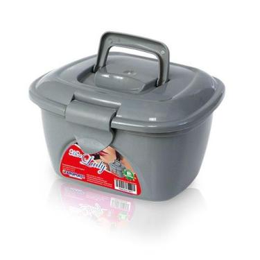 Imagem de Mini Maleta Lady Box Cinza Com Tampa e Trava 25363 Arqplast