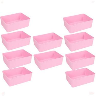 Imagem de Kit 10 Cesto Multiuso Decorativo Rosa 19x13,5x6,5Cm - 123 Organizei