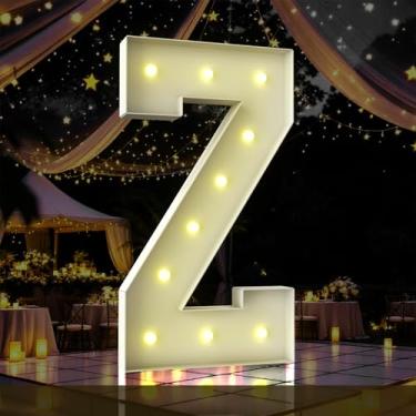 Imagem de Letras iluminadas para letreiro de 1,2 m, letreiro de 1,2 m de altura, grande placa de LED para chá de bebê, decoração de aniversário, formatura, formatura (letra Z)