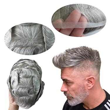 Imagem de HAIR NATURE Toupee para homens, sistemas de cabelo humano, densidade de 90%, unidades de cabelo real de renda suíça masculina #1B80
