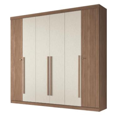 Imagem de Guarda Roupas Casal Ripado Com 6 Portas 2 Gavetas Buriti Madeirado/Areia