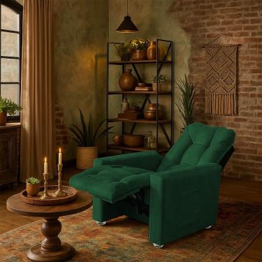 Imagem de Poltrona Cadeira Vitória Papai E Mamãe Com Encosto Macio Para Sala De Descanso Verde