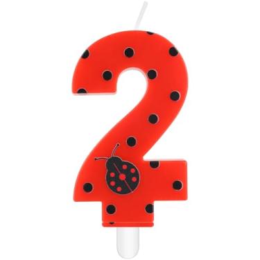 Imagem de iNINGER Miraculous Number 2 Birthday Candle Ladybug Cupcake Toppers for Kids, Miraculous Black Red Polka Dots Cartoon Ladybug Theme Number Candle for 2nd Birthday Party Baby Shower.