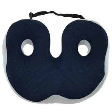 Imagem de PHWRECZ Almofada de assento de espuma viscoelástica ergonômica para alívio do cóccix com fivela ajustável, almofada de assento antiderrapante de espuma viscoelástica para alívio da ciática. (azul