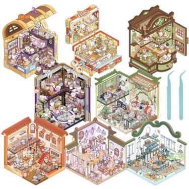 Imagem de Conjunto de adesivos de casa 3D DIY para adultos e crianças - Cenas criativas em miniatura com decalques de desenhos animados, adesivos fofos de decoração de casa para construir suas próprias cenas de