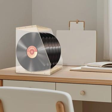 Imagem de Suporte de armazenamento de discos de vinil, suporte de disco de vinil da LP, armazenamento de álbum de madeira para discos, livros e revistas