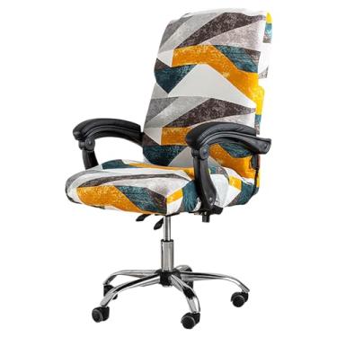 Imagem de Capas de cadeira de escritório impressas, capas elásticas para cadeira de escritório, capas de cadeira giratórias universais de ajuste macio com zíper para cadeira de escritório dividida extensível