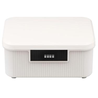 Imagem de FALESOUL Recipiente de armazenamento bloqueável, caixa organizadora de 2 galões com trava de combinação, cofre de plástico portátil para casa, escritório, escola, viagem, negócios (branco)