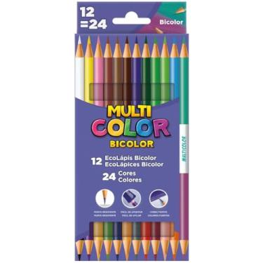 Imagem de Lápis de Cor Redondo, Faber-Castell, Multicolor, Bicolor, 12 lápis e 24 cores