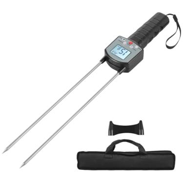 Imagem de Medidor de umidade de feno, sonda de aço de haste dupla, luz de fundo, visor digital LCD, medidor de umidade de fibra portátil para palha de cereal, milho, trigo, feijão de arroz, farelo de trigo