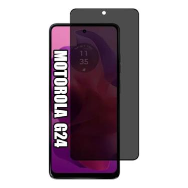 Imagem de [GL CASES] Película Privacidade Motorola Moto G24 Anti Risco Privativa De Vidro Temperado 3D Proteção 9H Pelicula Motorola Moto G24 Anti Espião Cobertura Total Da Tela + Kit Limpeza Para Aplicação