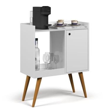 Imagem de Aparador Buffet Cantinho Café Retro 1 Porta Modelo Linus - Quality Móveis (Branco)