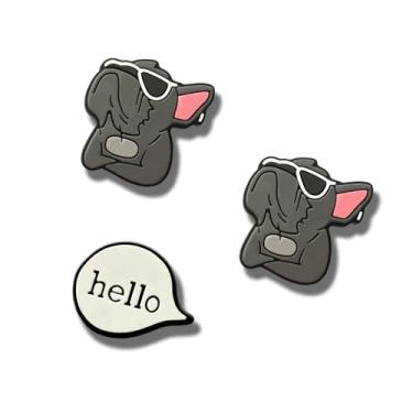 Imagem de TCHARIRY Berloques de sapato de cachorro Pug bege - berloques de decoração de animais fofos presente para meninos, crianças, adolescentes e adultos - Conjunto de 2, One Size, Plástico, Sem Pedra